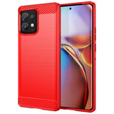 Motorola Edge 40 Pro Brushed Carbon Fiber Plastic Case - Red