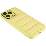 iPhone 14 Pro Max Leather Covered 3D Plastic Back Case w. Camera Lens Protection - Yellow