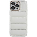 iPhone 14 Pro Max Leather Covered 3D Plastic Back Case w. Camera Lens Protection - Grey