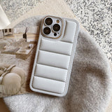 iPhone 14 Pro Max Leather Covered 3D Plastic Back Case w. Camera Lens Protection - Grey