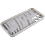 iPhone 14 Pro Leather Covered 3D Plastic Back Case w. Camera Lens Protection - Grey