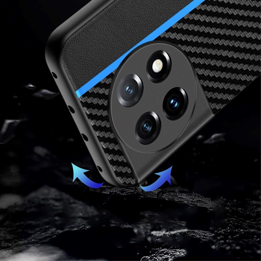 OnePlus 11 Carbon Fiber Leather Case - Black / Blue