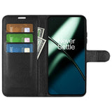 OnePlus 11 Litchi Leather Wallet Case - Black