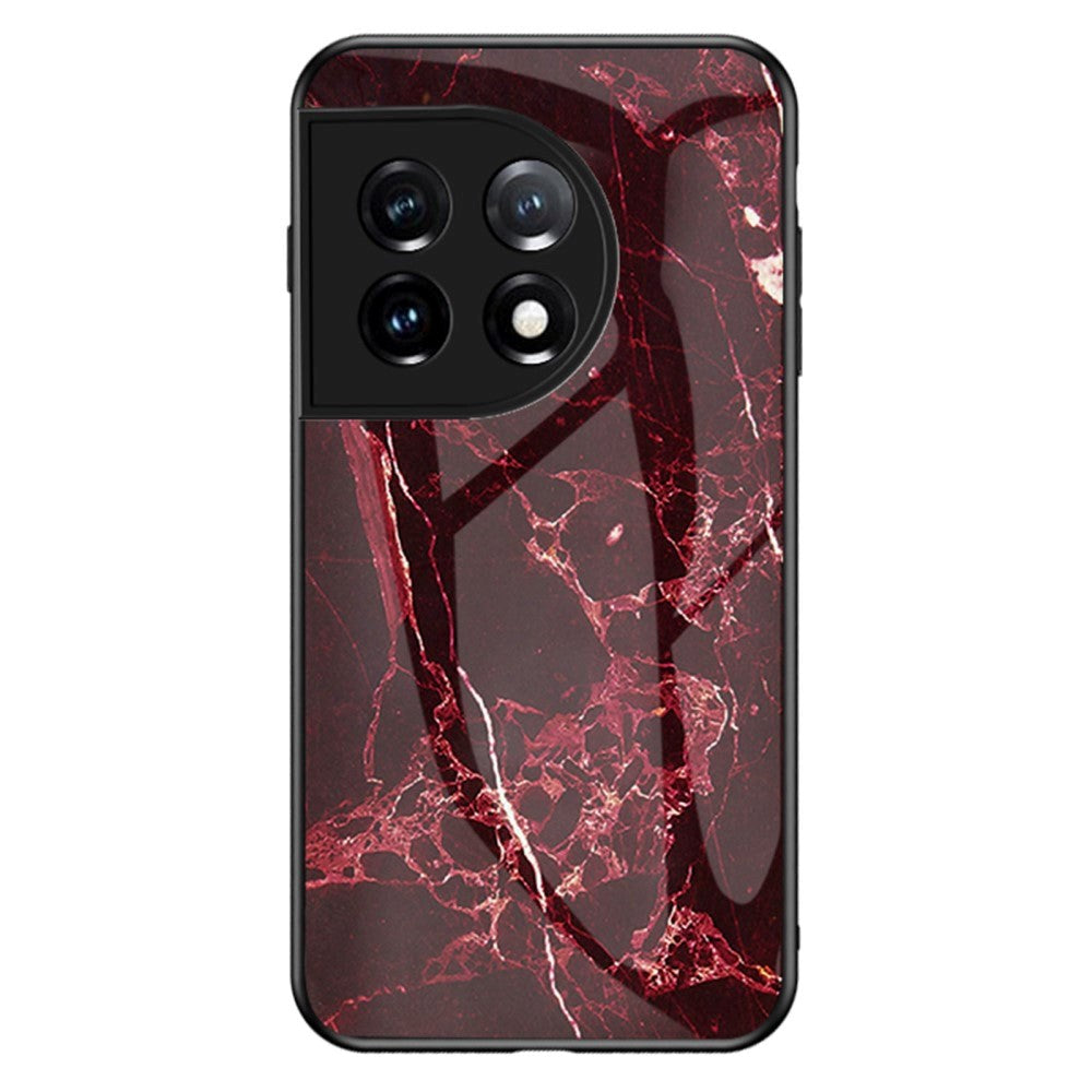 OnePlus 11 Case w. Glass Back - Red Marble