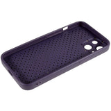 iPhone 13 Leather Covered 3D Plastic Back Case w. Camera Lens Protection - Purple