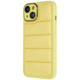 iPhone 13 Leather Covered 3D Plastic Back Case w. Camera Lens Protection - Yellow