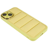 iPhone 13 Leather Covered 3D Plastic Back Case w. Camera Lens Protection - Yellow