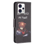 Motorola Moto G13 / G23 / G53 Leather Wallet Case w. Print - "Don't Touch My Phone" Bear