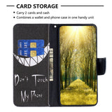 Motorola Moto G13 / G23 / G53 Leather Wallet Case w. Print - "Don't Touch My Phone"