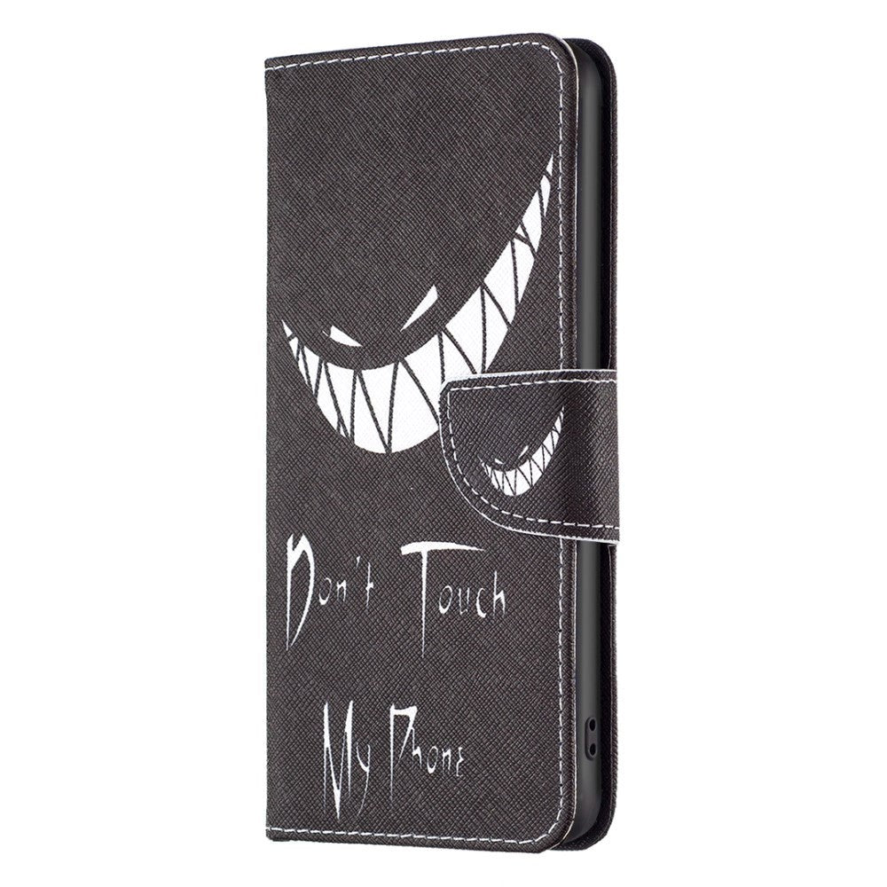 Motorola Moto G13 / G23 / G53 Leather Wallet Case w. Print - "Don't Touch My Phone"