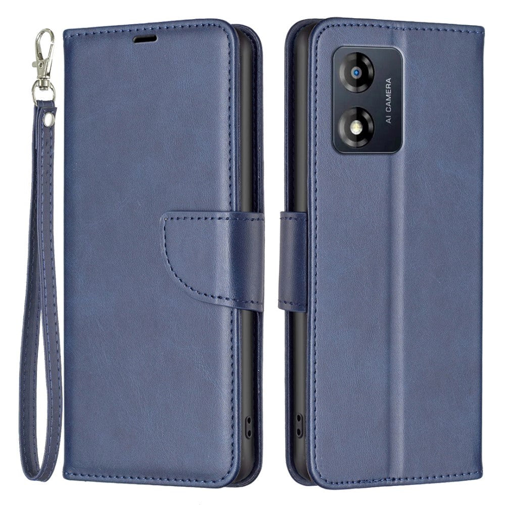 Motorola Moto E13 Flip Case Leather w. Wallet & Strap - Blue