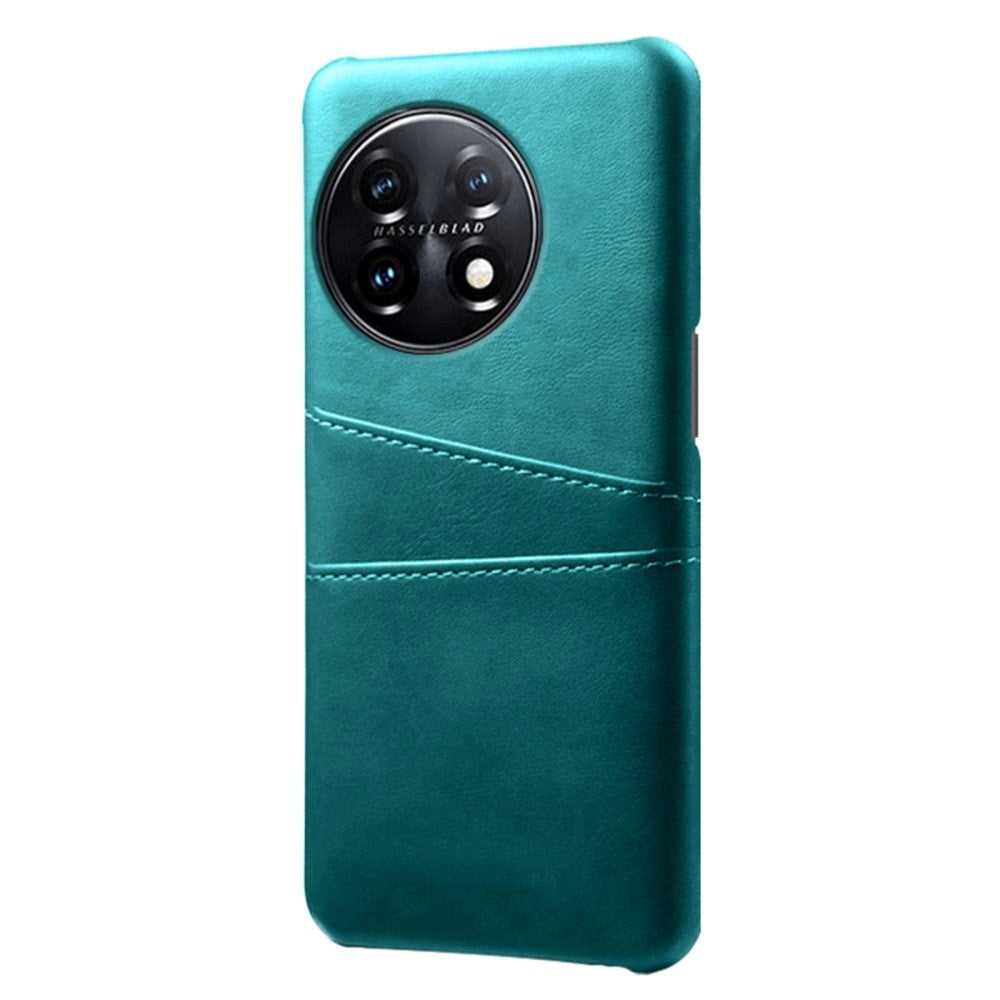 OnePlus 11 Leather Coated Plastic Case with Card Holder - Turquoise