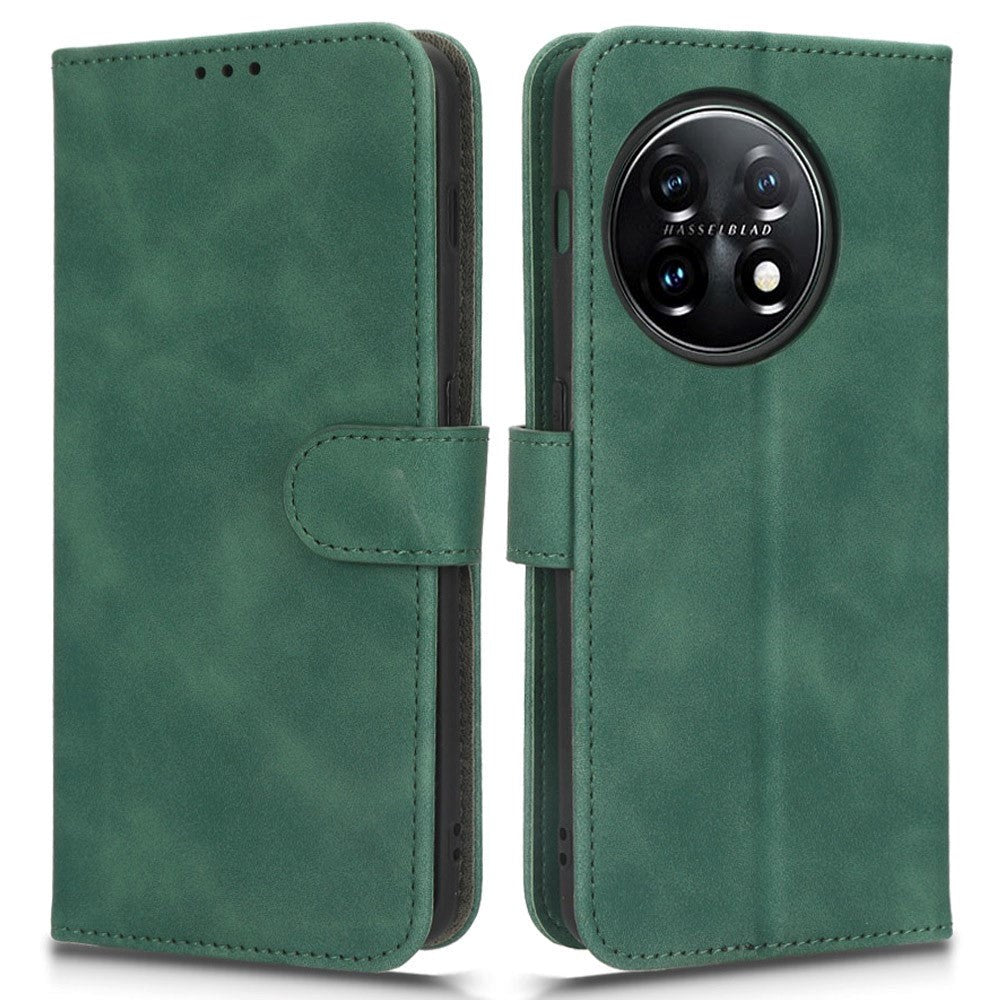 OnePlus 11 Leather Flip Case w. Wallet & Stand Function - Green