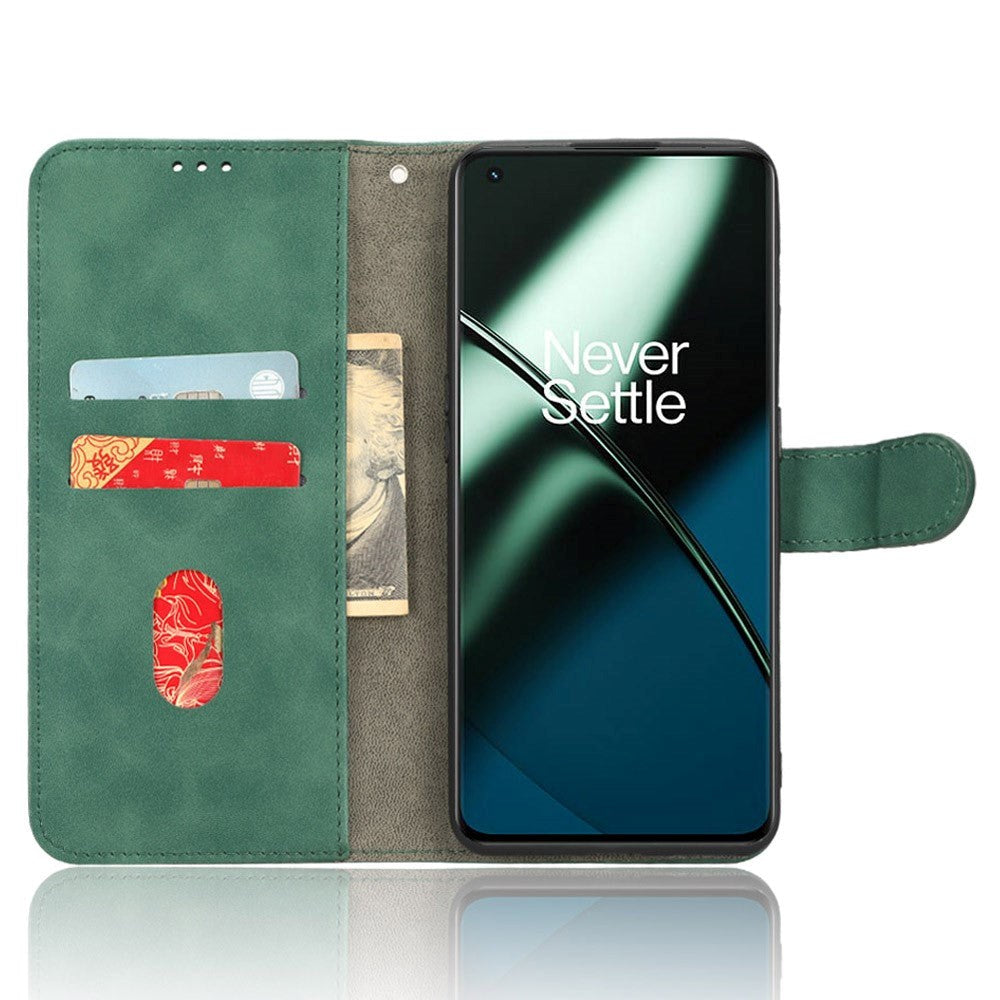 OnePlus 11 Leather Flip Case w. Wallet & Stand Function - Green