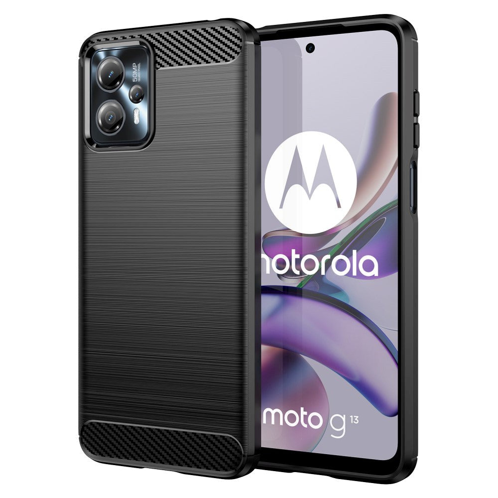 Motorola Moto G13 / G23 Brushed Carbon Fiber Plastic Case - Black