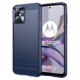 Motorola Moto G13 / G23 Brushed Carbon Fiber Plastic Case - Blue