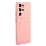 Samsung Galaxy S23 Ultra Flexible Plastic Case with Card Holder - Pink