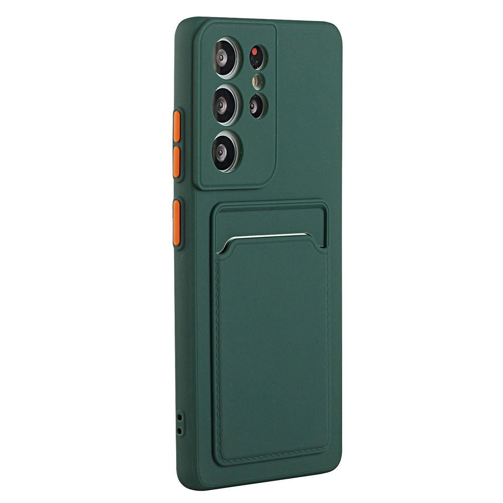 Samsung Galaxy S23 Ultra Flexible Plastic Case with Card Holder - Green