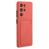 Samsung Galaxy S23 Ultra Flexible Plastic Case with Card Holder - Rust Red