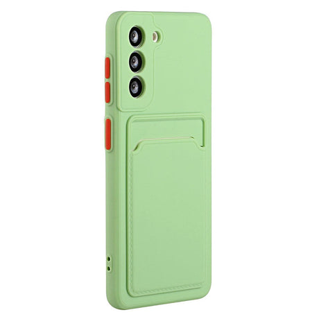 Samsung Galaxy S23 Flexible Plastic Case with Card Holder - Light Green