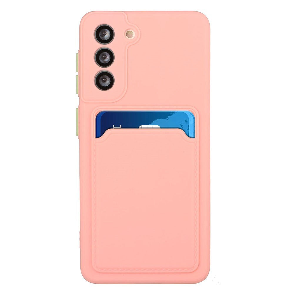 Samsung Galaxy S23 Flexible Plastic Case with Card Holder - Pink