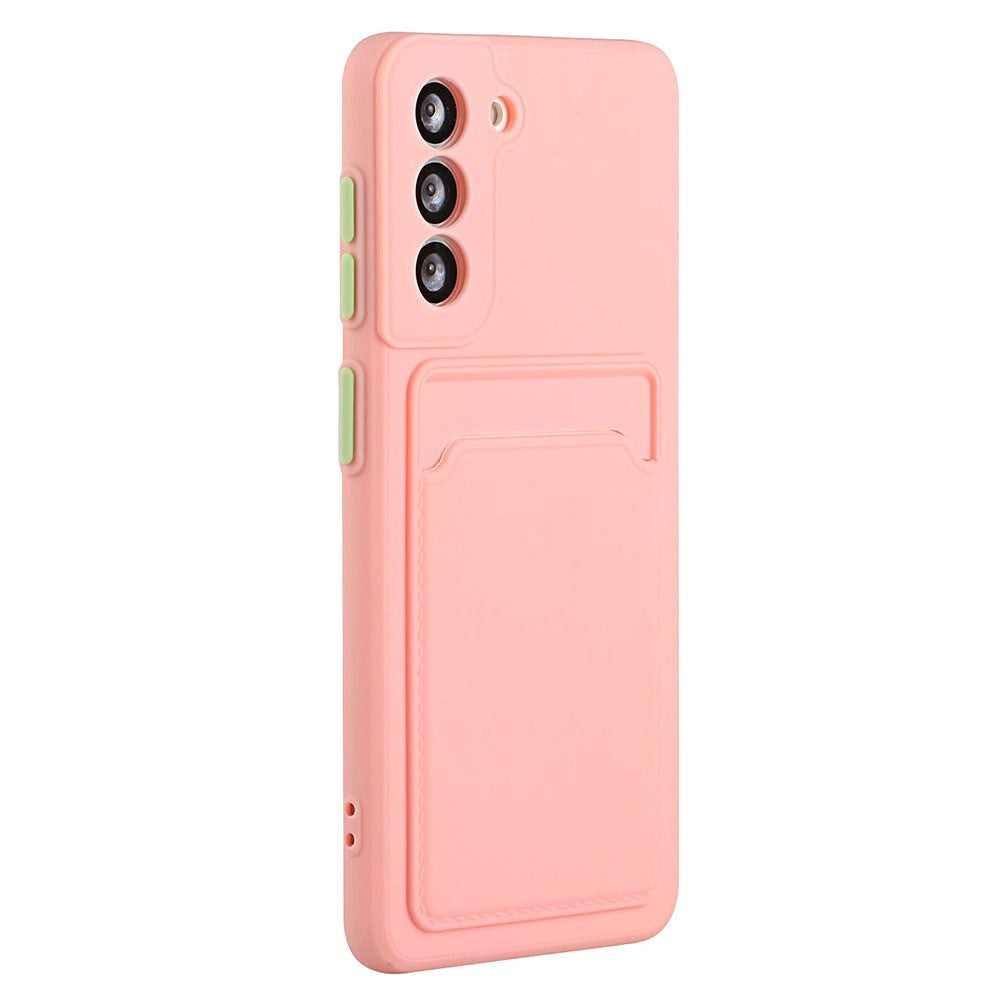 Samsung Galaxy S23 Flexible Plastic Case with Card Holder - Pink