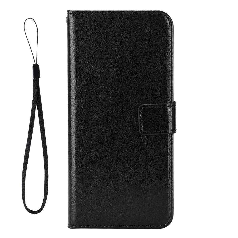 Google Pixel 7A Leather Flip Case with Wallet and Strap - Black