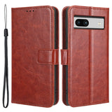 Google Pixel 7A Leather Flip Case with Wallet and Strap - Brown