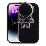 iPhone 14 Pro Flexible Plastic Case with 3D Astronaut Figure and Camera Protection - Black / Gold