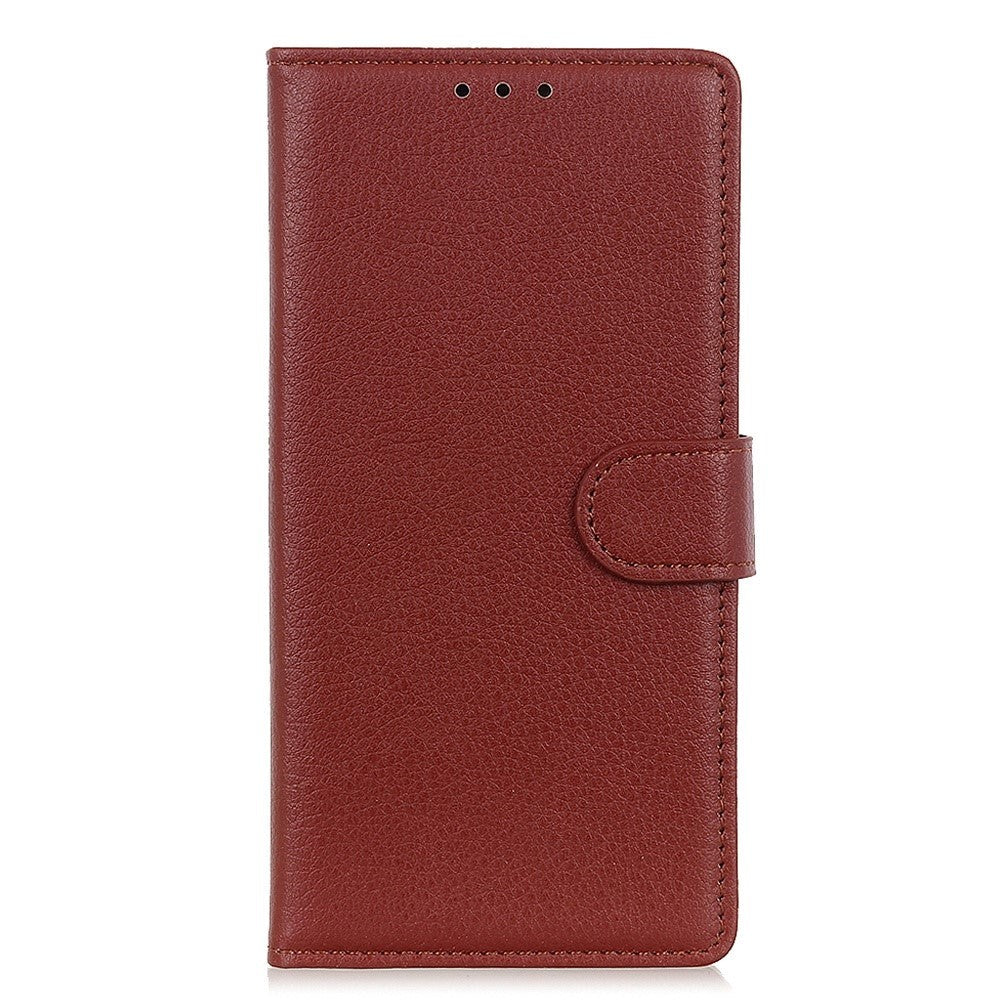 Samsung Galaxy A24 Litchi Leather Flip Case w. Wallet - Brown