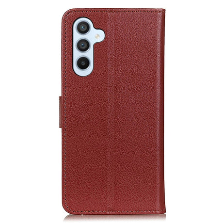 Samsung Galaxy A24 Litchi Leather Flip Case w. Wallet - Brown