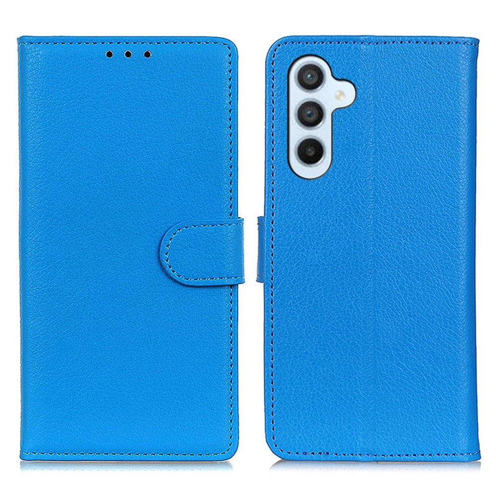 Samsung Galaxy A24 Litchi Leather Flip Case w. Wallet - Blue