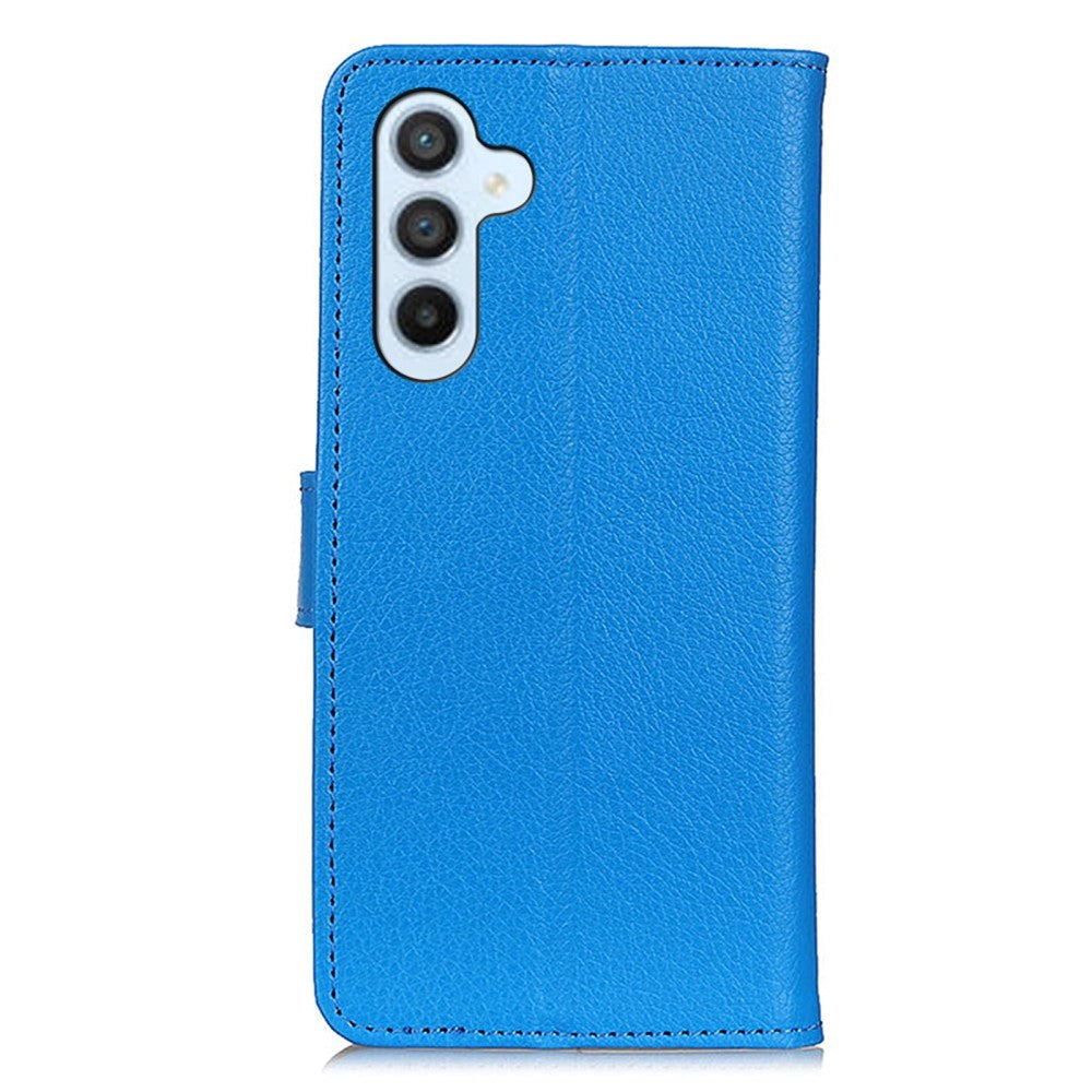 Samsung Galaxy A24 Litchi Leather Flip Case w. Wallet - Blue