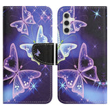 Samsung Galaxy A24 Leather Wallet Case & Print - Purple Butterflies