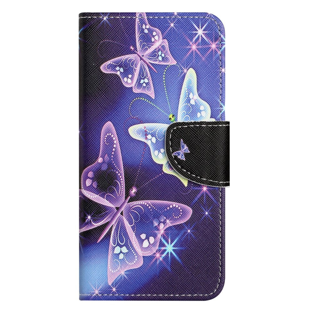 Samsung Galaxy A24 Leather Wallet Case & Print - Purple Butterflies