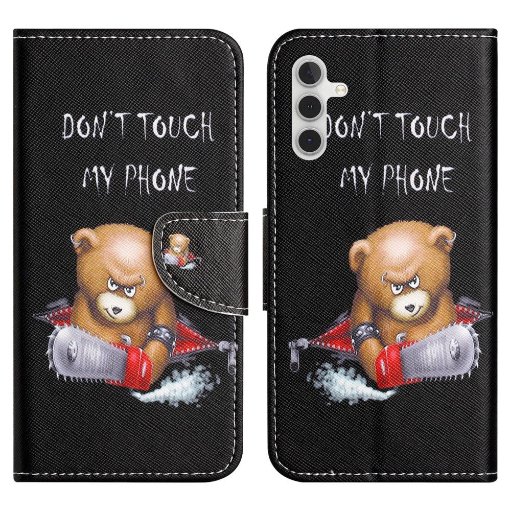 Samsung Galaxy A24 Leather Wallet Case & Print - "Don't Touch my Phone" Bear