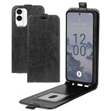 Nokia X30 Vertical Flip Leather Case w. Card Holder - Black