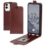 Nokia X30 Vertical Flip Leather Case w. Card Holder - Brown