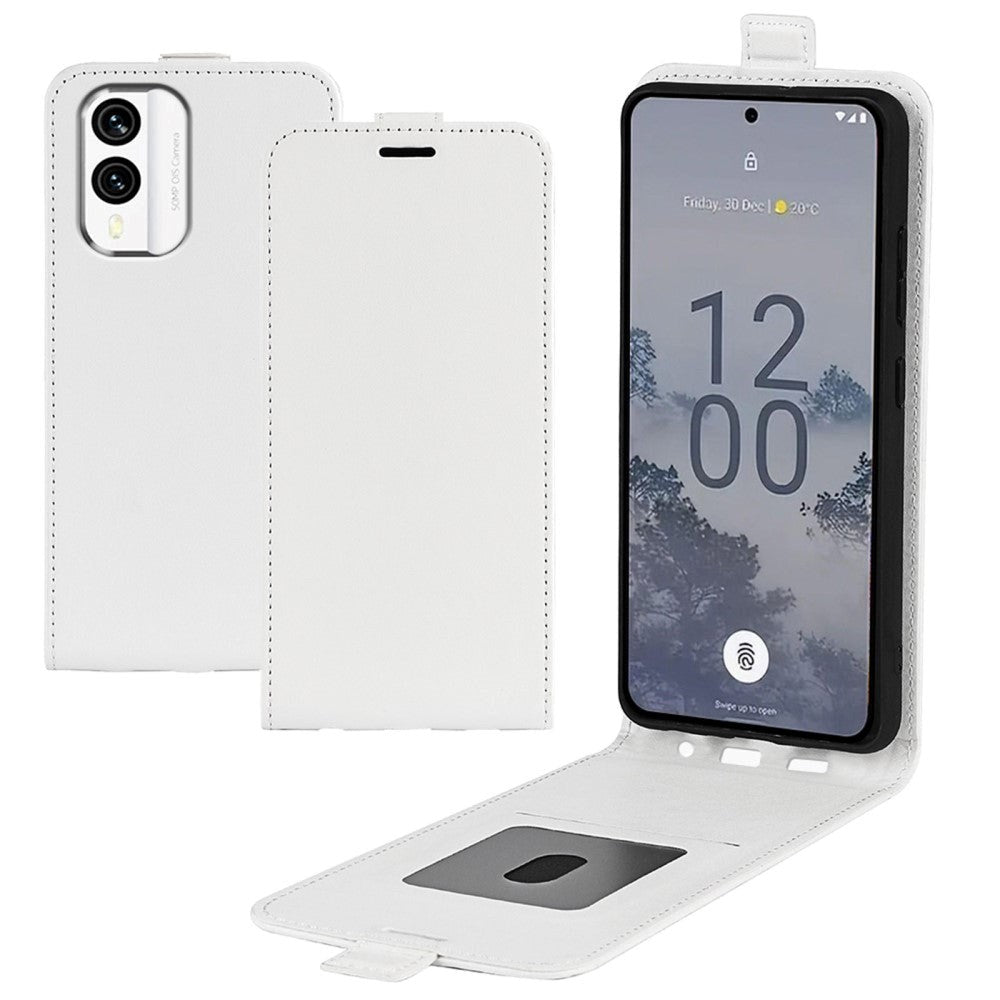 Nokia X30 Vertical Flip Leather Case w. Card Holder - White