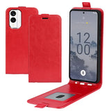 Nokia X30 Vertical Flip Leather Case w. Card Holder - Red