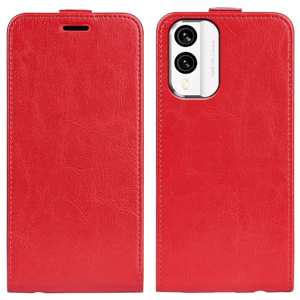 Nokia X30 Vertical Flip Leather Case w. Card Holder - Red