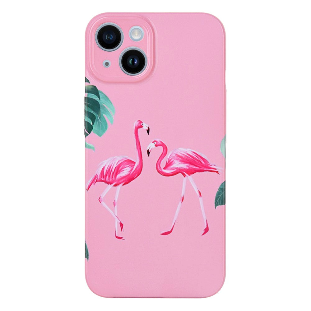 iPhone 14 Hard Plastic Case w. Print - Flamingo