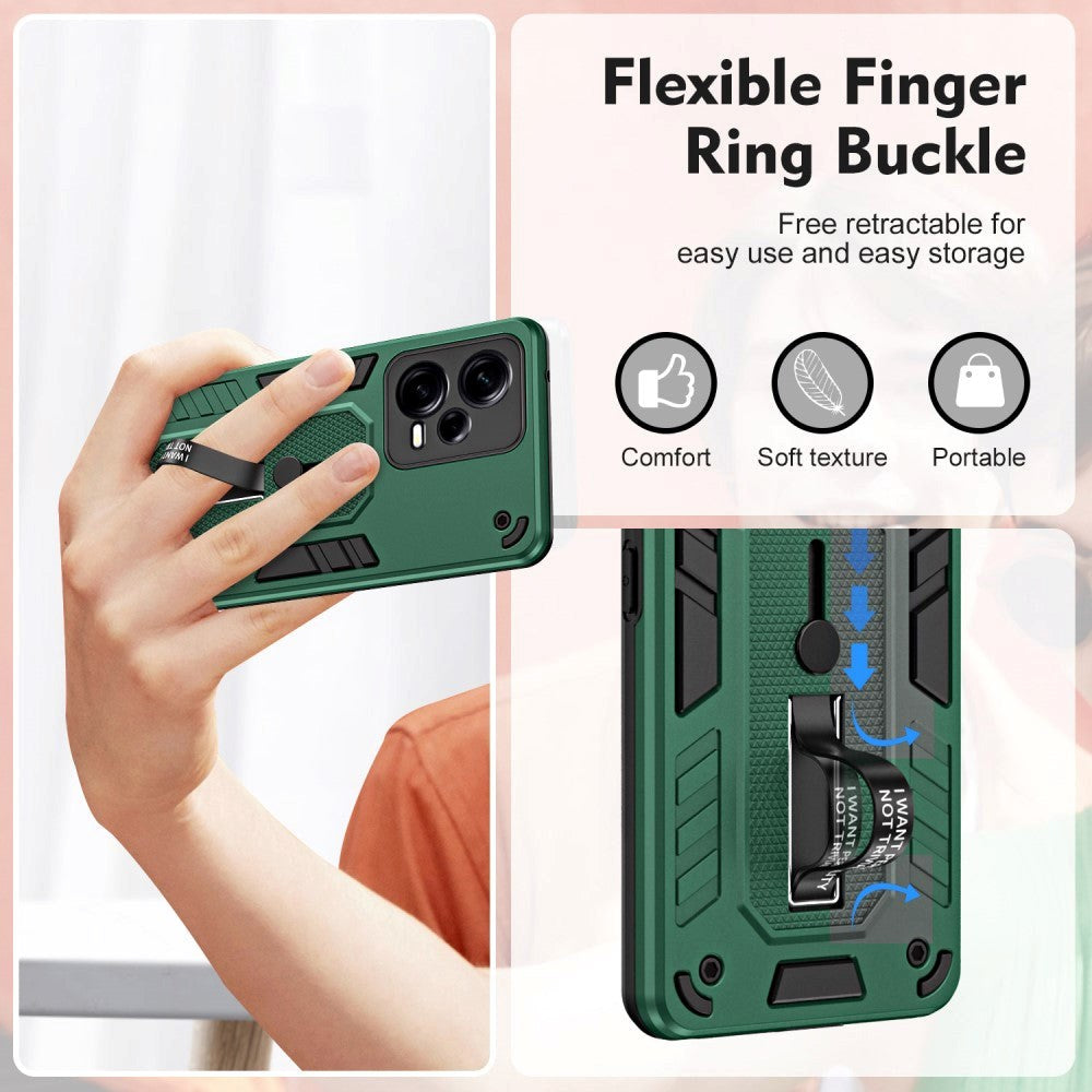 Xiaomi Redmi Note 12 Pro (5G) Tough Case w. Kickstand & Silicone Finger Ring - Green