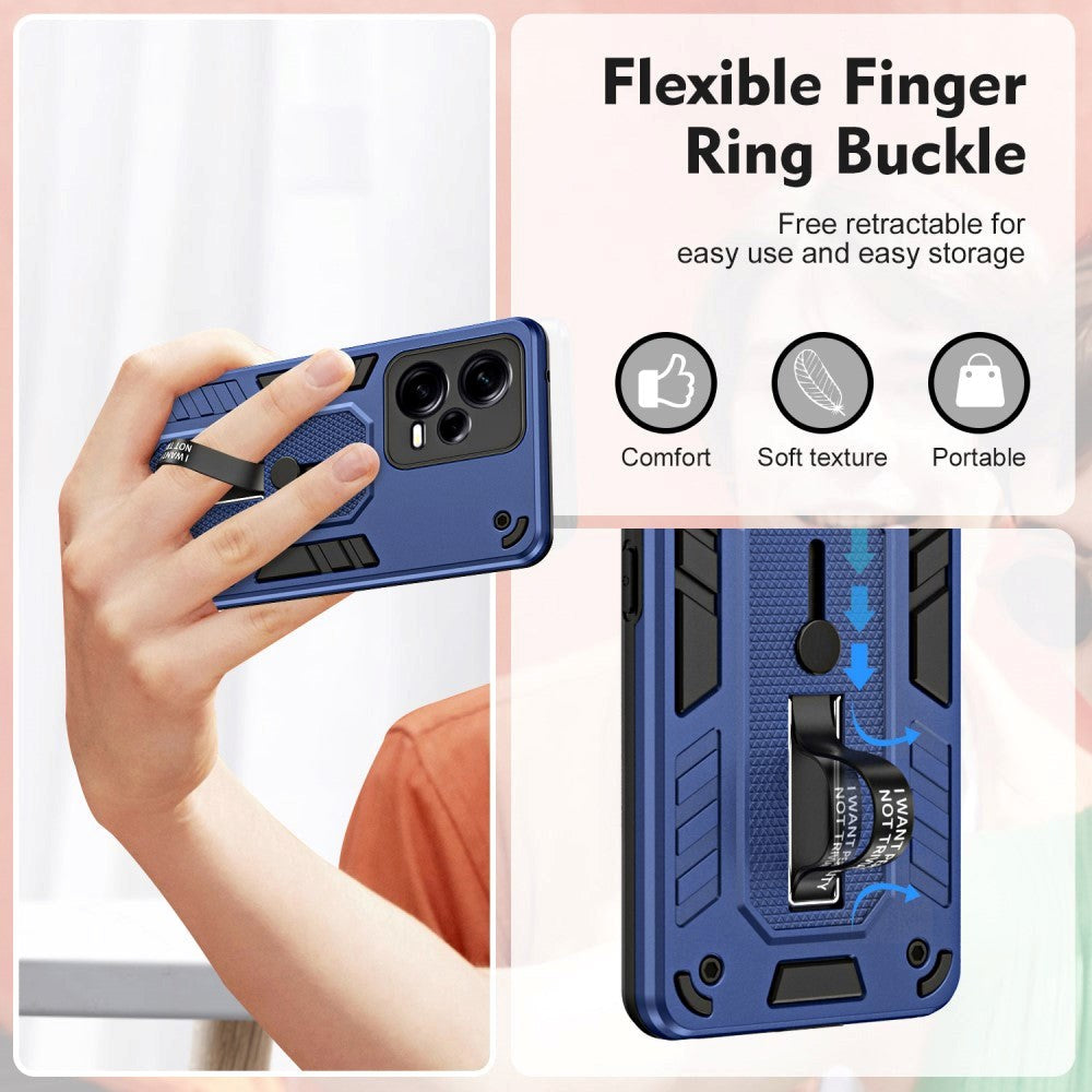 Xiaomi Redmi Note 12 Pro (5G) Tough Case w. Kickstand & Silicone Finger Ring - Blue