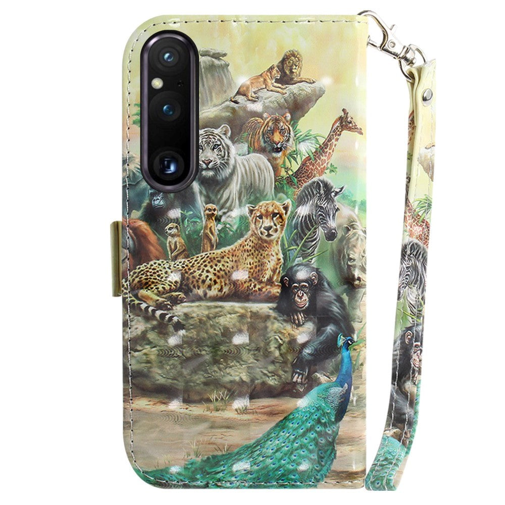 Sony Xperia 1 V Leather Case w. Print - Wild Animals