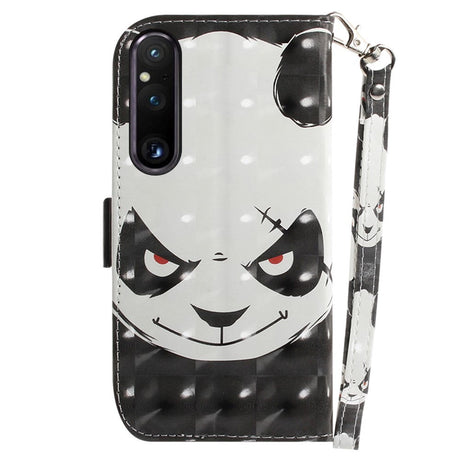 Sony Xperia 1 V Leather Case w. Print - Angry Panda