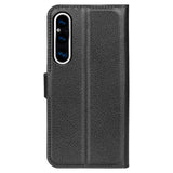 Sony Xperia 1 V Litchi Leather Flip Case w. Wallet - Black