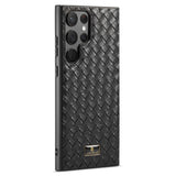 Samsung Galaxy S23 Ultra Leather Covered Plastic Back Cover - Black V1