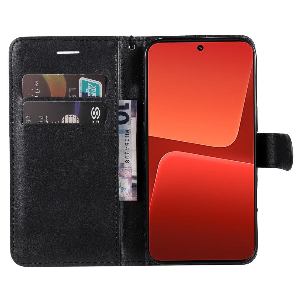 EIDERWOOD Xiaomi 13 Faux Leather Flip Case with Strap - Black