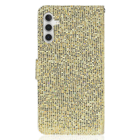 Samsung Galaxy A24 PU Leather Flip Case with Wallet & Strap - Glitter Design - Gold